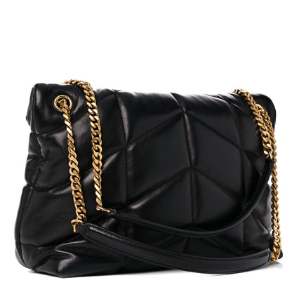 Saint Laurent Lambskin Quilted Medium Loulou Puffer Monogram Chain Satchel Black 3 of 15