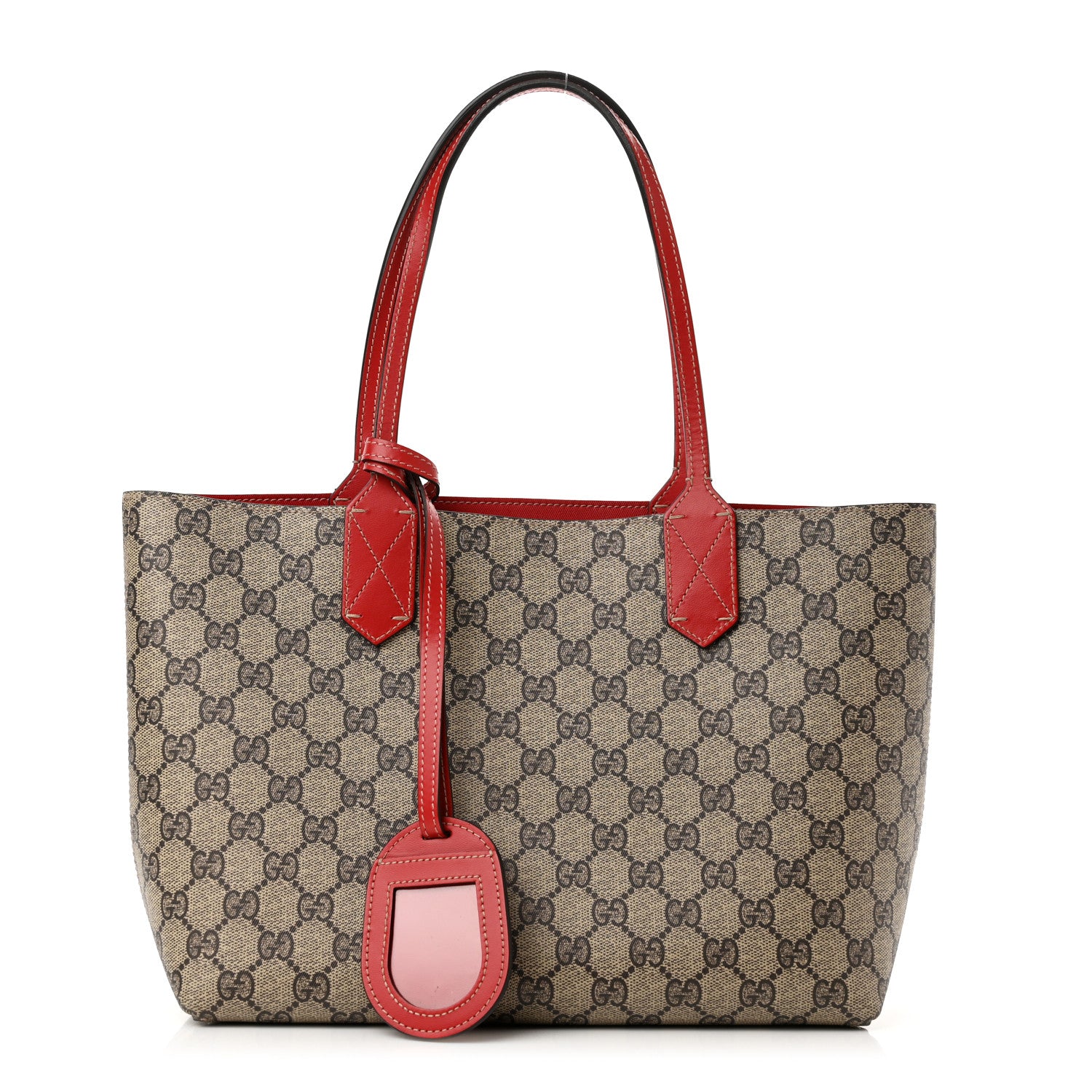 Gucci GG Supreme Monogram Small Reversible Tote Beige Red 1 of 17