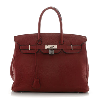 Hermes Taurillon Clemence Birkin 35 Rouge H 1 of 29