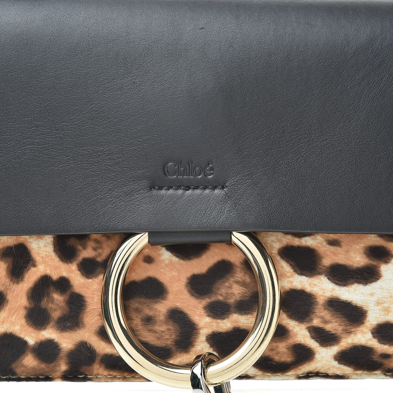 Chloe Calfskin Pony Hair Leopard Print Small Faye Shoulder Bag Abstract White 8 of 10