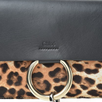 Chloe Calfskin Pony Hair Leopard Print Small Faye Shoulder Bag Abstract White 8 of 10