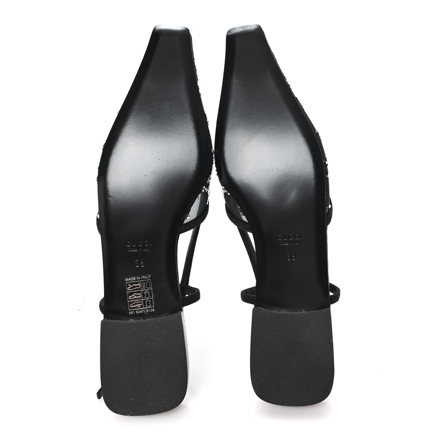Gucci Tela Retino Kid Scamosciato Crystal GG Monogram Square G 35mm Slingback Pumps 38 Black 6 of 8