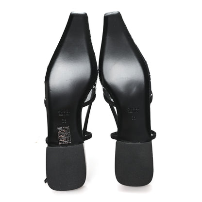 Gucci Tela Retino Kid Scamosciato Crystal GG Monogram Square G 35mm Slingback Pumps 38 Black 6 of 8