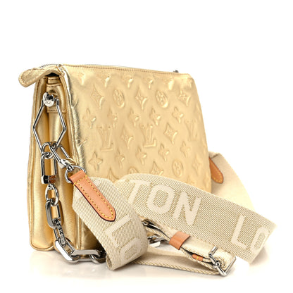 Louis Vuitton Lambskin Embossed Monogram Coussin PM Gold 3 of 11