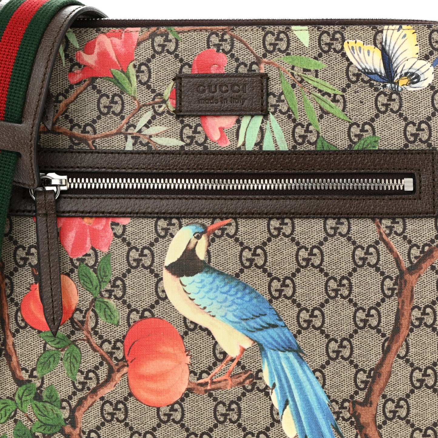 GG Supreme Monogram Tian Web Medium Flat Messenger Beige Multicolor New Acero
