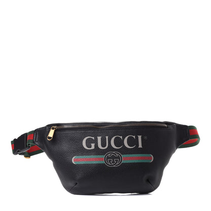 Gucci Grained Calfskin Logo Belt Bag Black 1 of 4