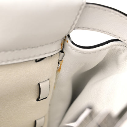 Fendi Vitello Seta Century Nappa Whipstitch Medium Peekaboo Iconic Satchel White 13 of 14