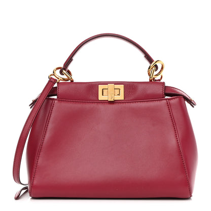 Fendi Nappa Monster Eyes Mini Peekaboo Iconic Satchel Amarena Fiamma 1 of 10