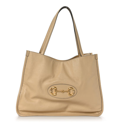 Gucci New Sakai Calfskin Lux Horsebit 1955 Tote Bag Bubble Tea 1 of 9