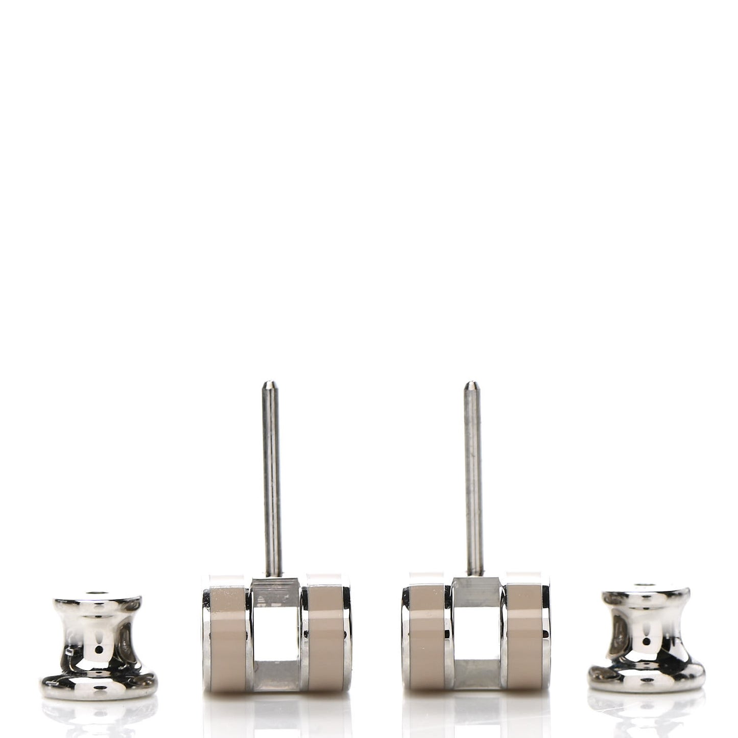 Palladium Lacquered Mini Pop H Earrings Marron Glace