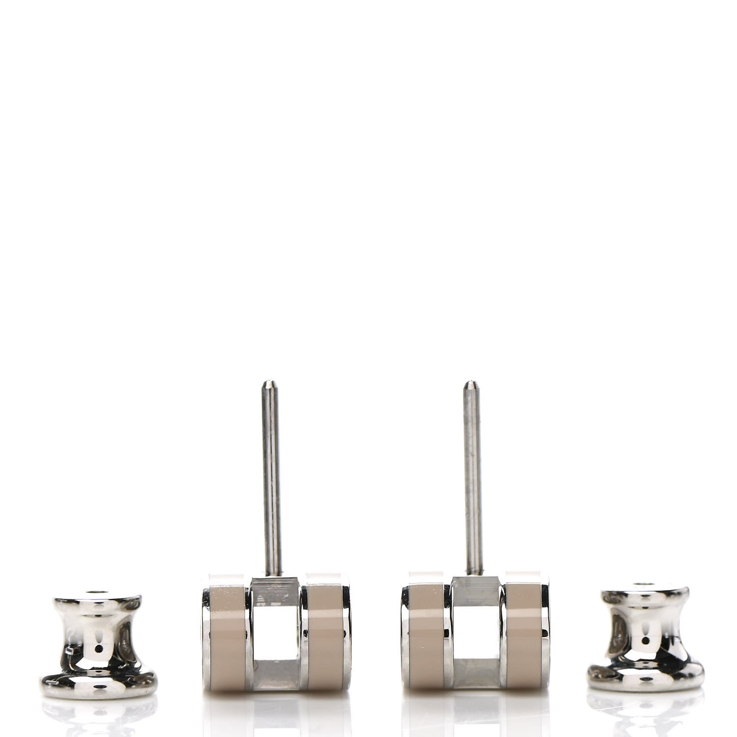 Hermes Palladium Lacquered Mini Pop H Earrings Marron Glace 3 of 4