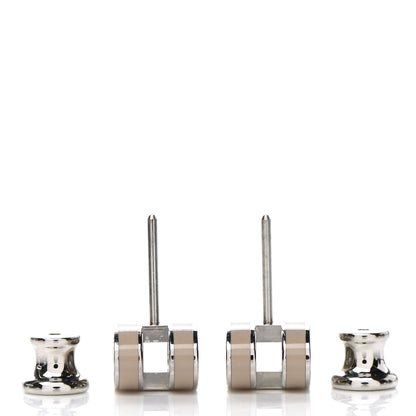Hermes Palladium Lacquered Mini Pop H Earrings Marron Glace 3 of 4