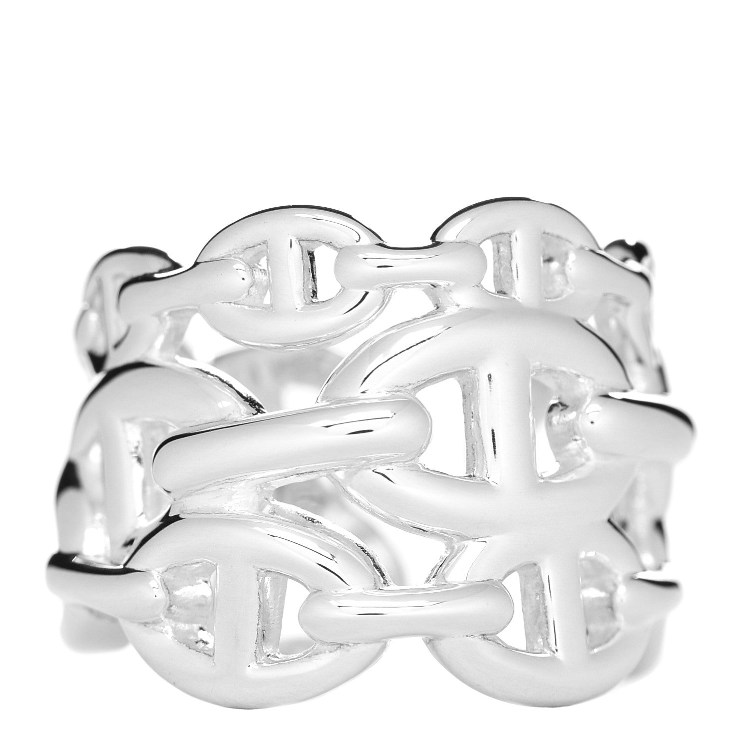 Hermes Sterling Silver GM Chaine d'Ancre Enchainee Band Ring 56 7.5 1 of 4