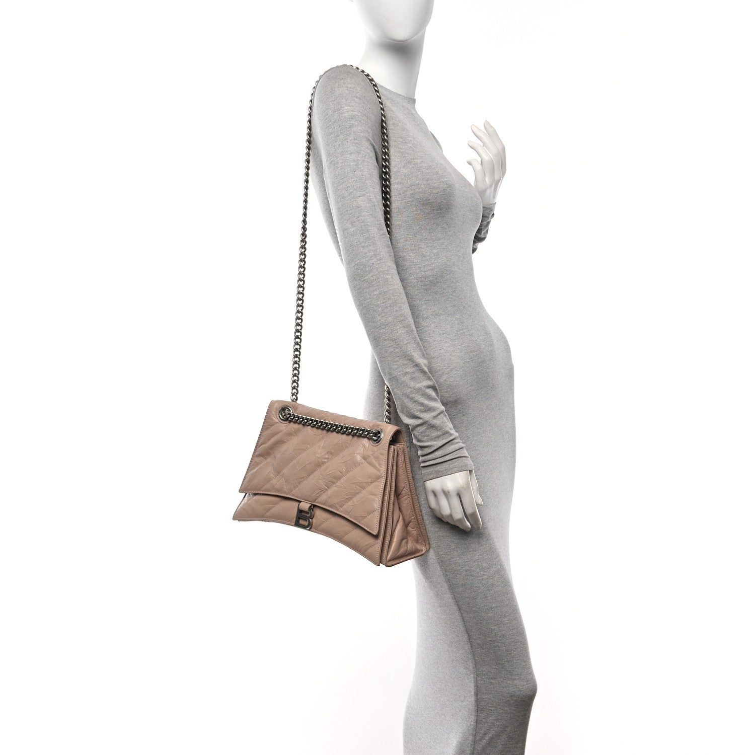 Balenciaga Crushed Calfskin Quilted Medium Crush Chain Bag Nude 2 of 9