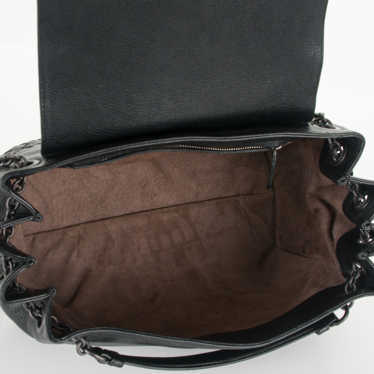 Madras Goatskin Intrecciato Small Shoulder Nero Black