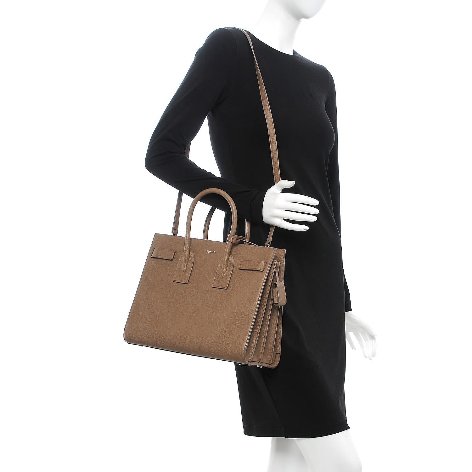 Saint Laurent Grained Calfskin Small Sac de Jour Taupe 2 of 12