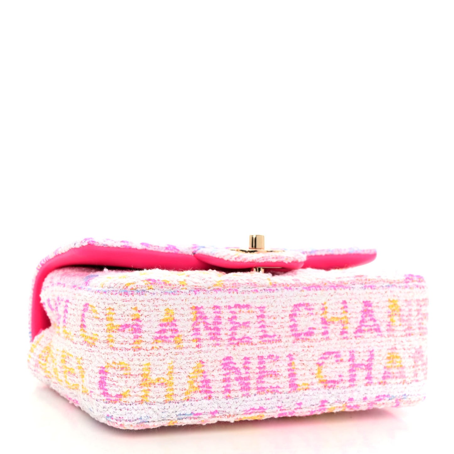 Tweed Quilted Mini Rectangular Flap Pink Multicolor