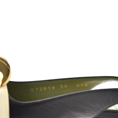 Gucci Malaga Kid Half Moon GG Square Toe Slingback Pumps 36 Black Vintage White 10 of 11