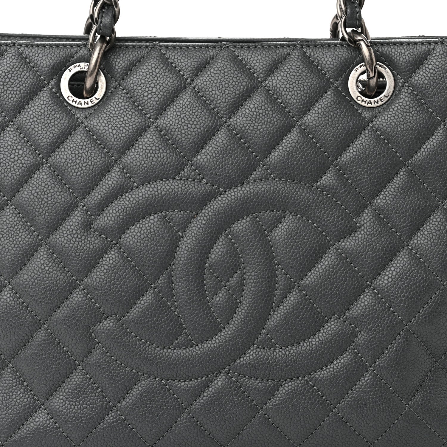 Chanel Caviar Quilted Grand Shopping Tote GST Dark Grey 8 of 10