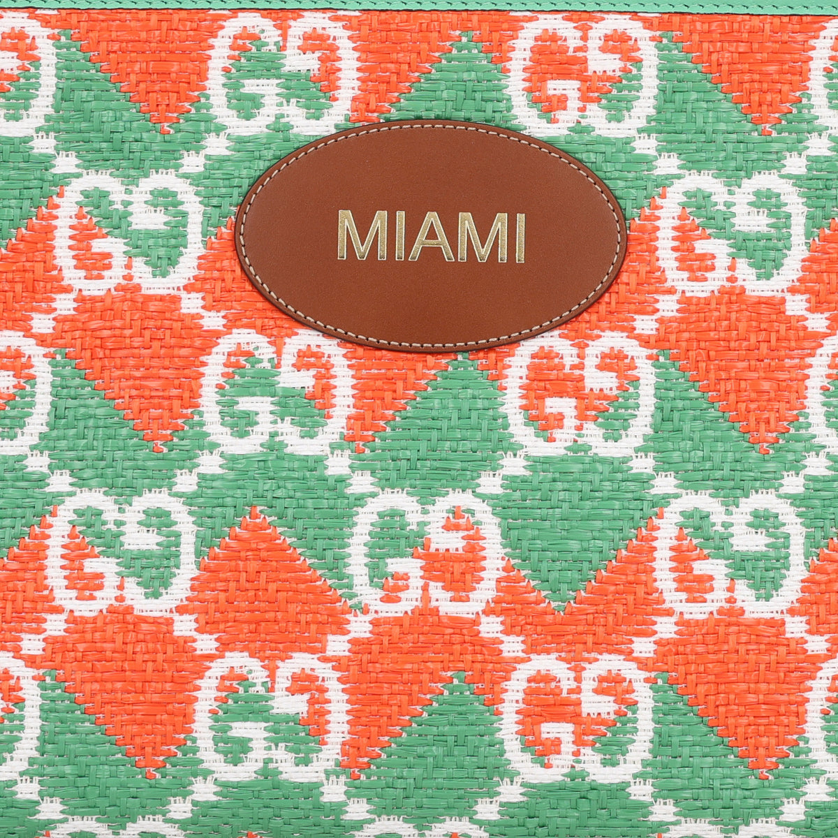 Raffia GG Monogram Miami Case Green Orange