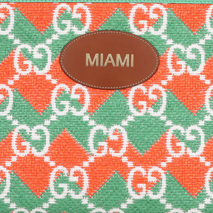 Gucci Raffia GG Monogram Miami Case Green Orange 8 of 10