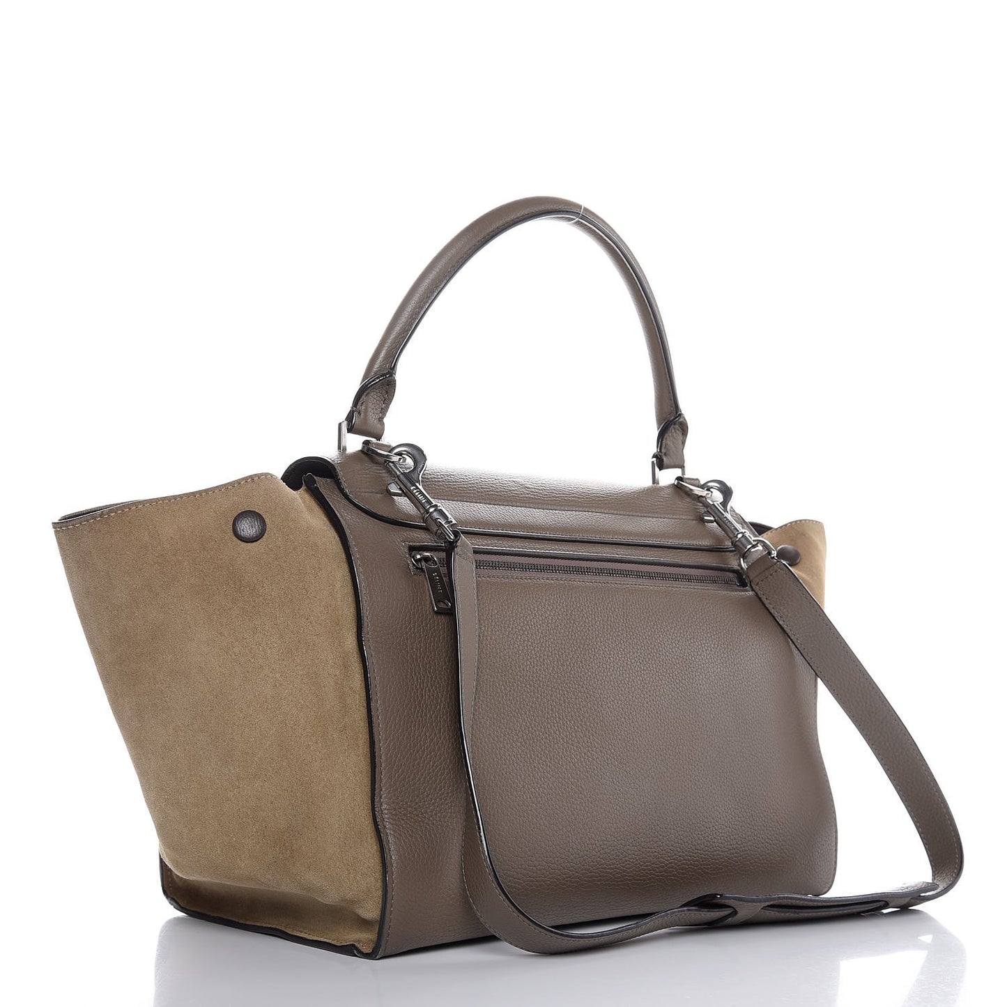 Drummed Calfskin Suede Medium Trapeze Souris