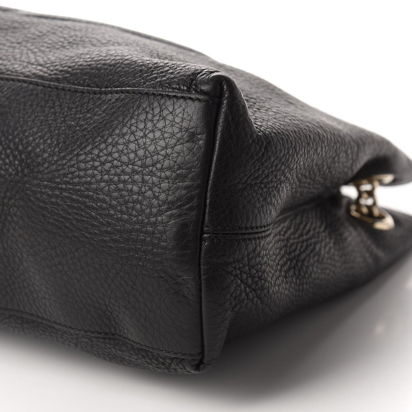 Pebbled Calfskin Medium Soho Chain Shoulder Bag Black