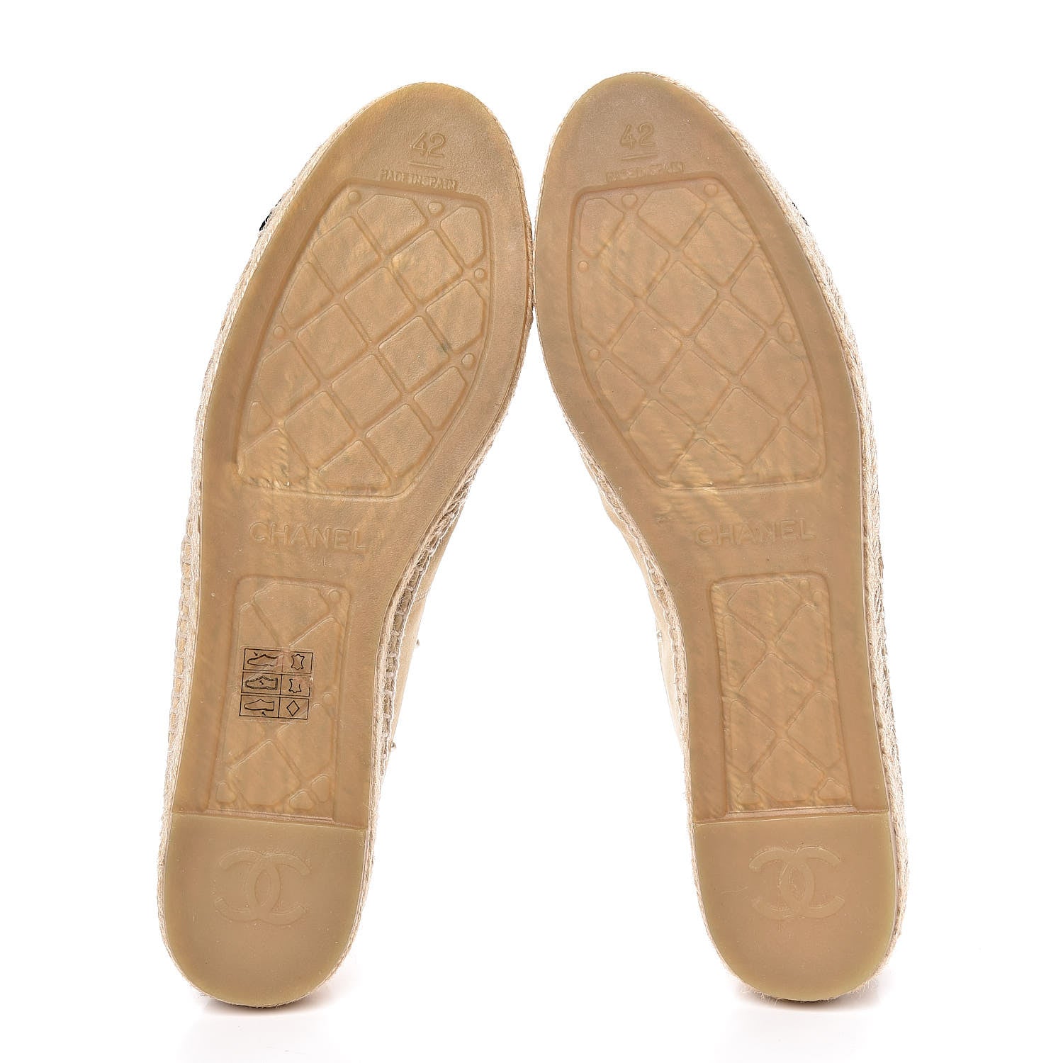 Chanel Suede Pearl CC Espadrilles 42 Beige Black 5 of 14