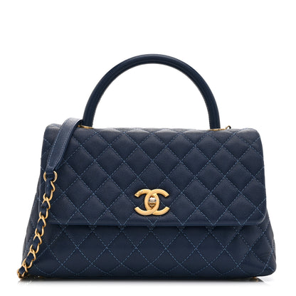 Chanel Caviar Quilted Small Coco Handle Flap Blue 1 of 10