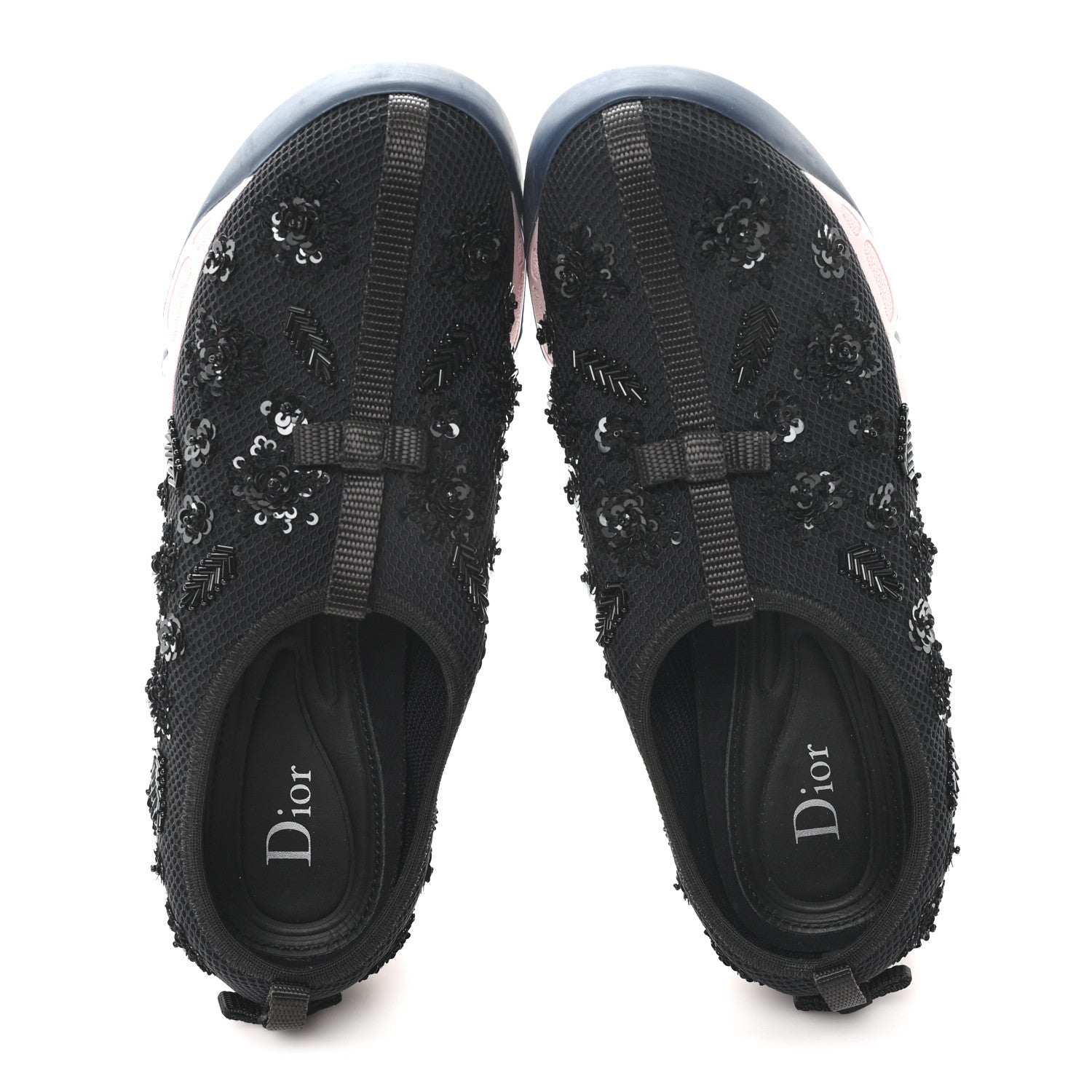 Christian Dior Technical Canvas Embellished Dior Fusion Sneakers 38.5 Black Pink Blue 2 of 9