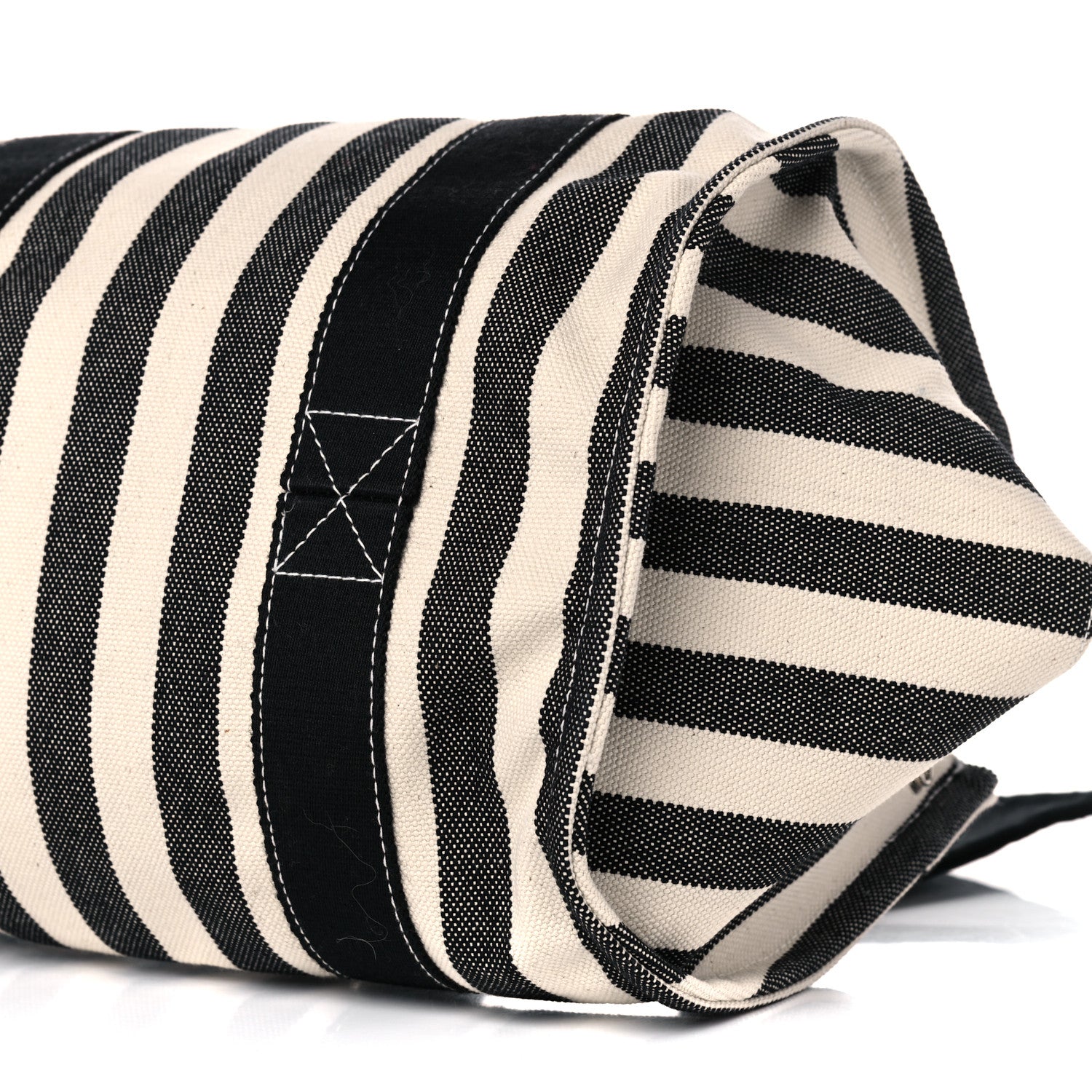 Hermes Canvas Striped Cannes Beach Bag PM Nacre Black 9 of 9