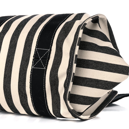 Hermes Canvas Striped Cannes Beach Bag PM Nacre Black 9 of 9