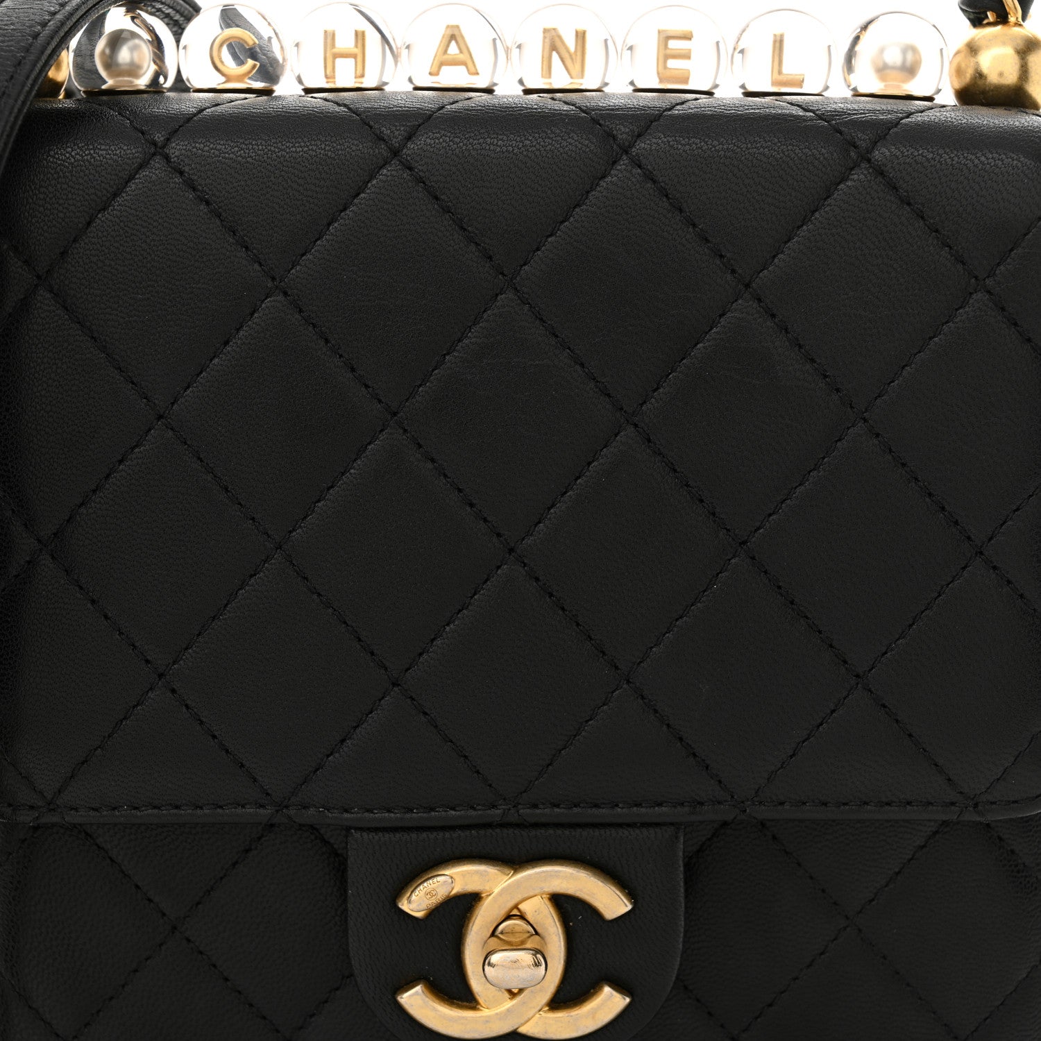 Chanel Lambskin Quilted Chic Pearls Flap Black 8 of 11
