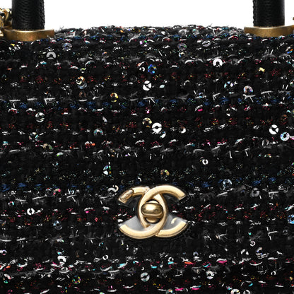 Chanel Tweed Sequin Mini Coco Handle Flap Black 6 of 12