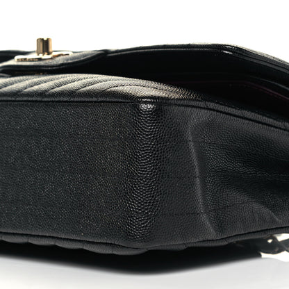 Chanel Caviar Chevron Quilted Medium Double Flap Black 11 of 11