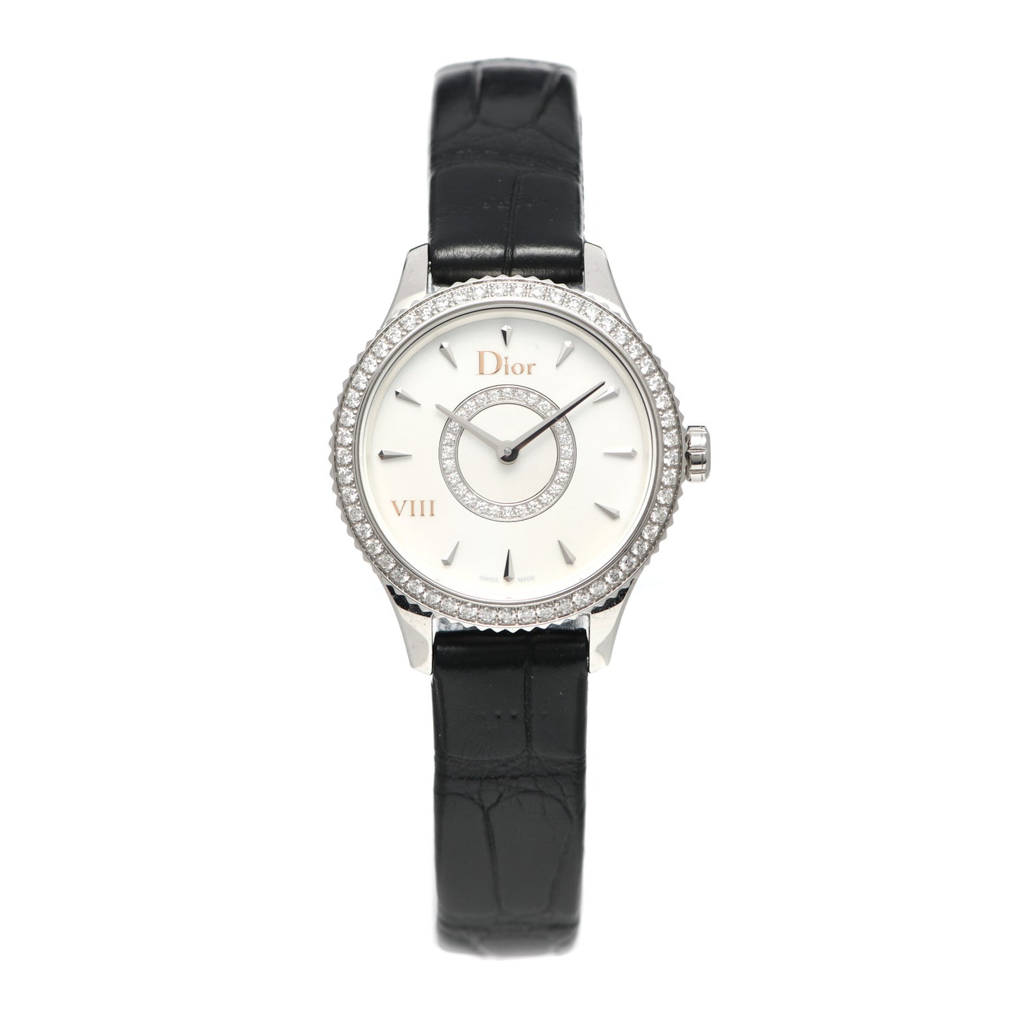 Stainless Steel Alligator Diamond Bezel 25mm Dior VIII Montaigne Quartz Watch