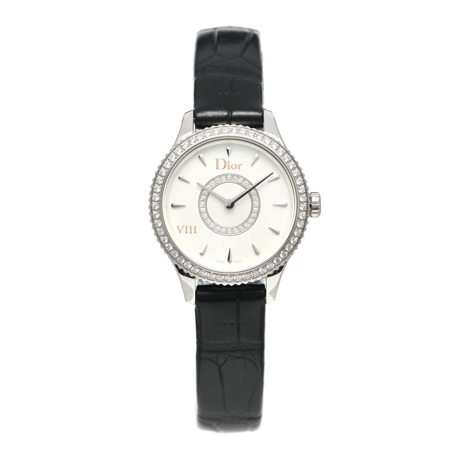 Christian Dior Stainless Steel Alligator Diamond Bezel 25mm Dior VIII Montaigne Quartz Watch 1 of 5