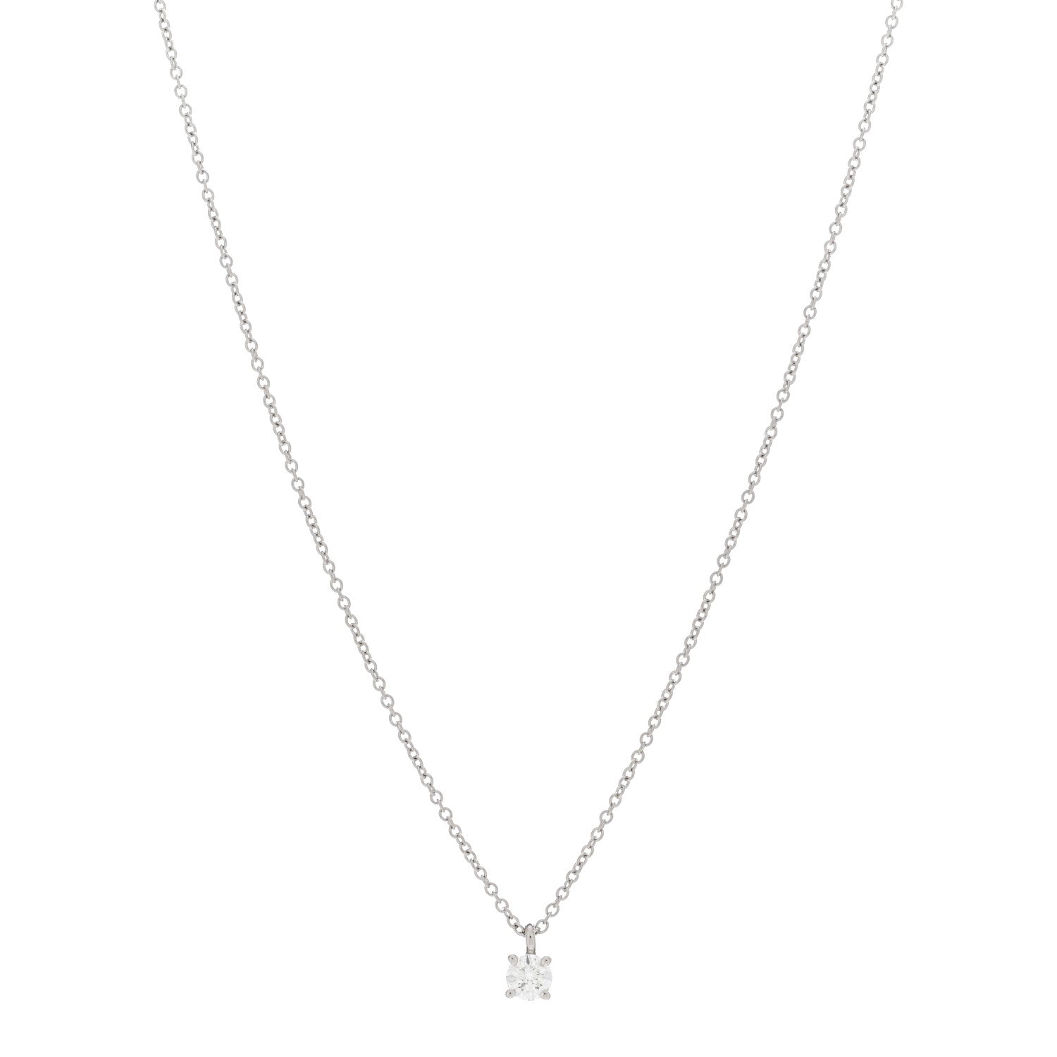 Tiffany Platinum Diamond .20ct Solitaire Pendant Necklace 1 of 5