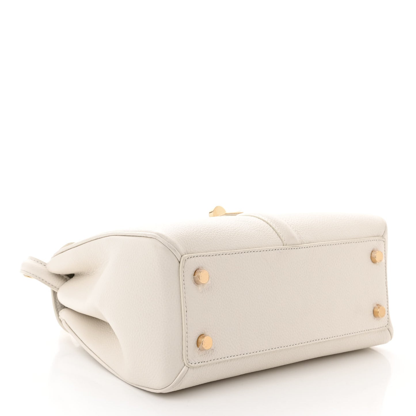 Grained Calfskin Small 16 Top Handle Bag White