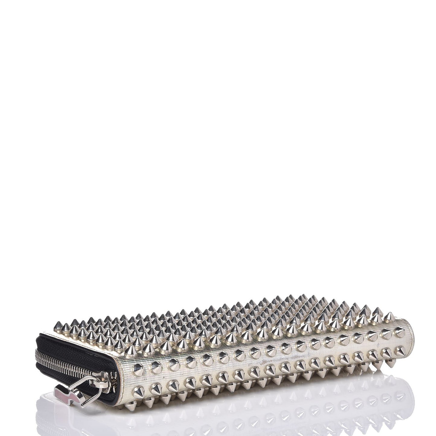 Metallic Specchio Panettone Spiked Zip Around Wallet Gold