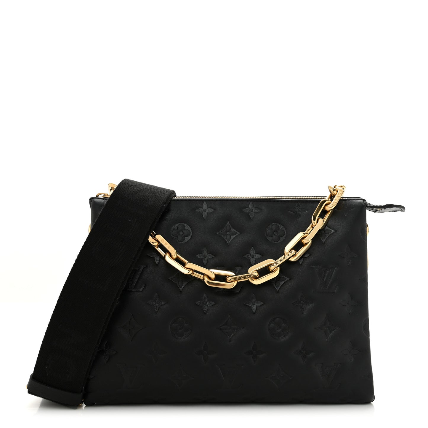 Lambskin Embossed Monogram Coussin PM Black