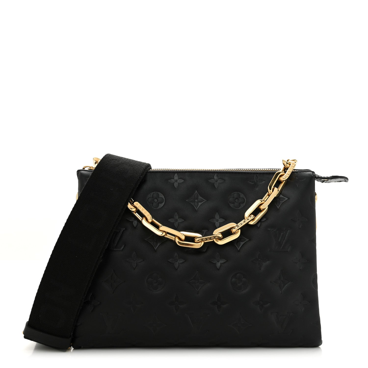 Louis Vuitton Lambskin Embossed Monogram Coussin PM Black 1 of 9
