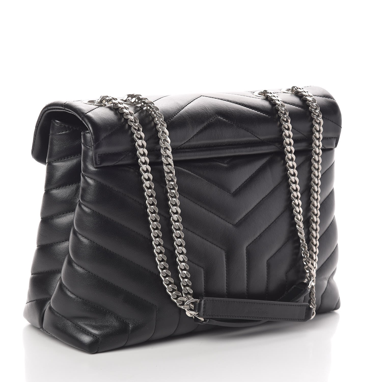 Saint Laurent Calfskin Y Quilted Monogram Medium Loulou Chain Satchel Black 3 of 9