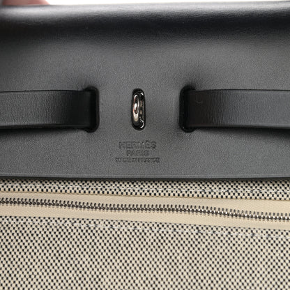 Hermes Vache Hunter Toile H Pegase Pop Herbag Zip Retourne 31 PM Bleu Indigo Ecru Black 7 of 13