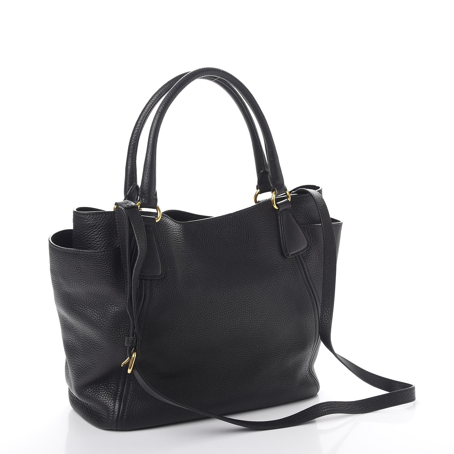 Prada Vitello Daino Side Pocket Tote Nero Black 4 of 11