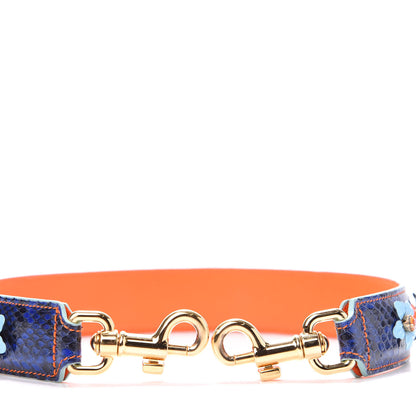 Dolce & Gabbana Snakeskin Embossed Crystal Studded Strap Blue Orange 3 of 5