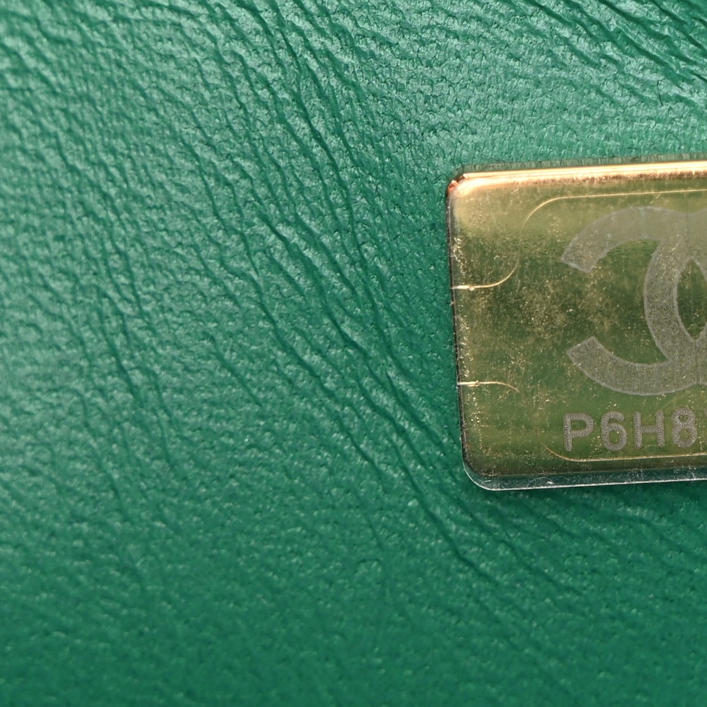Iridescent Calfskin Quilted Mini Rectangular Flap Green