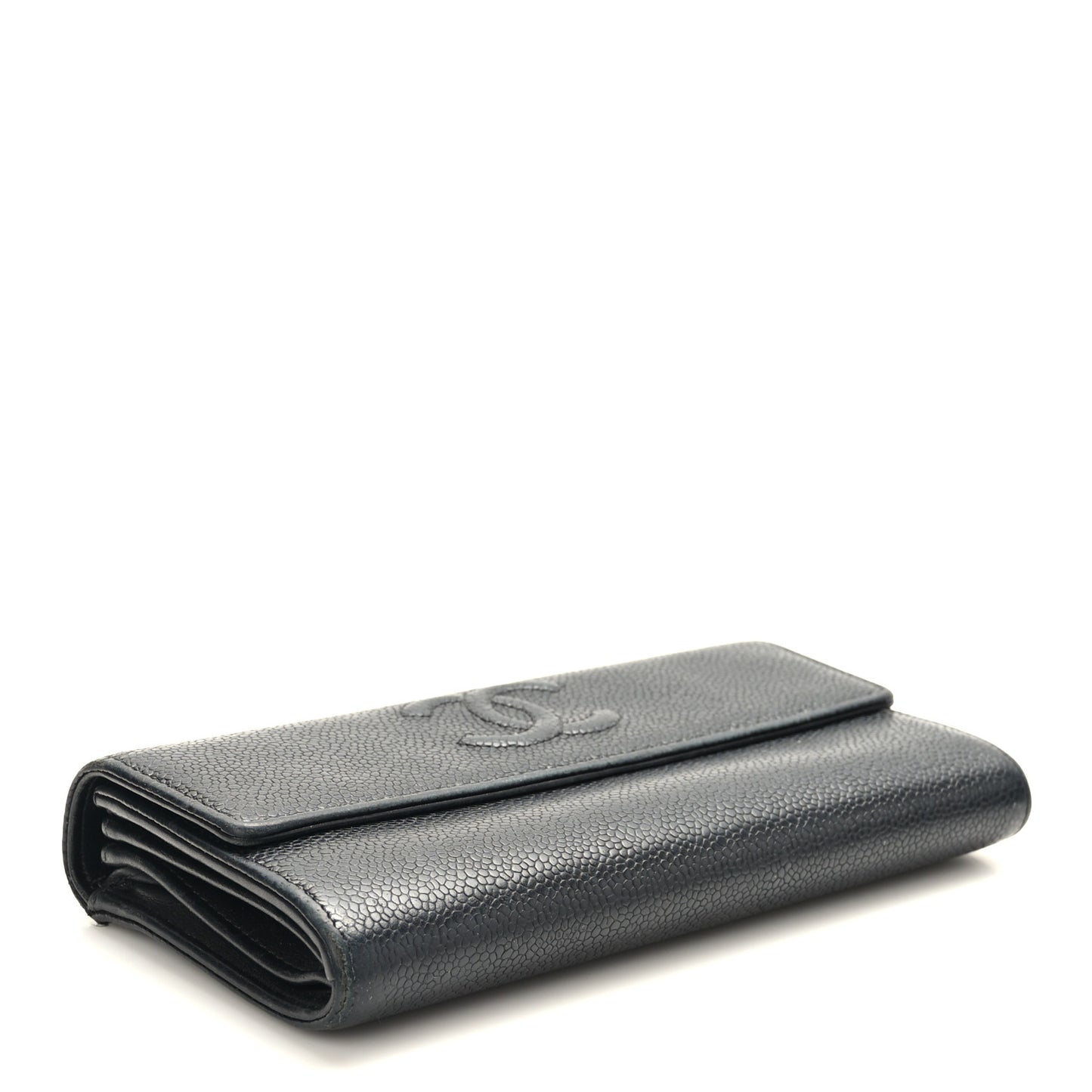 Caviar Timeless CC Large Gusset Flap Wallet Black