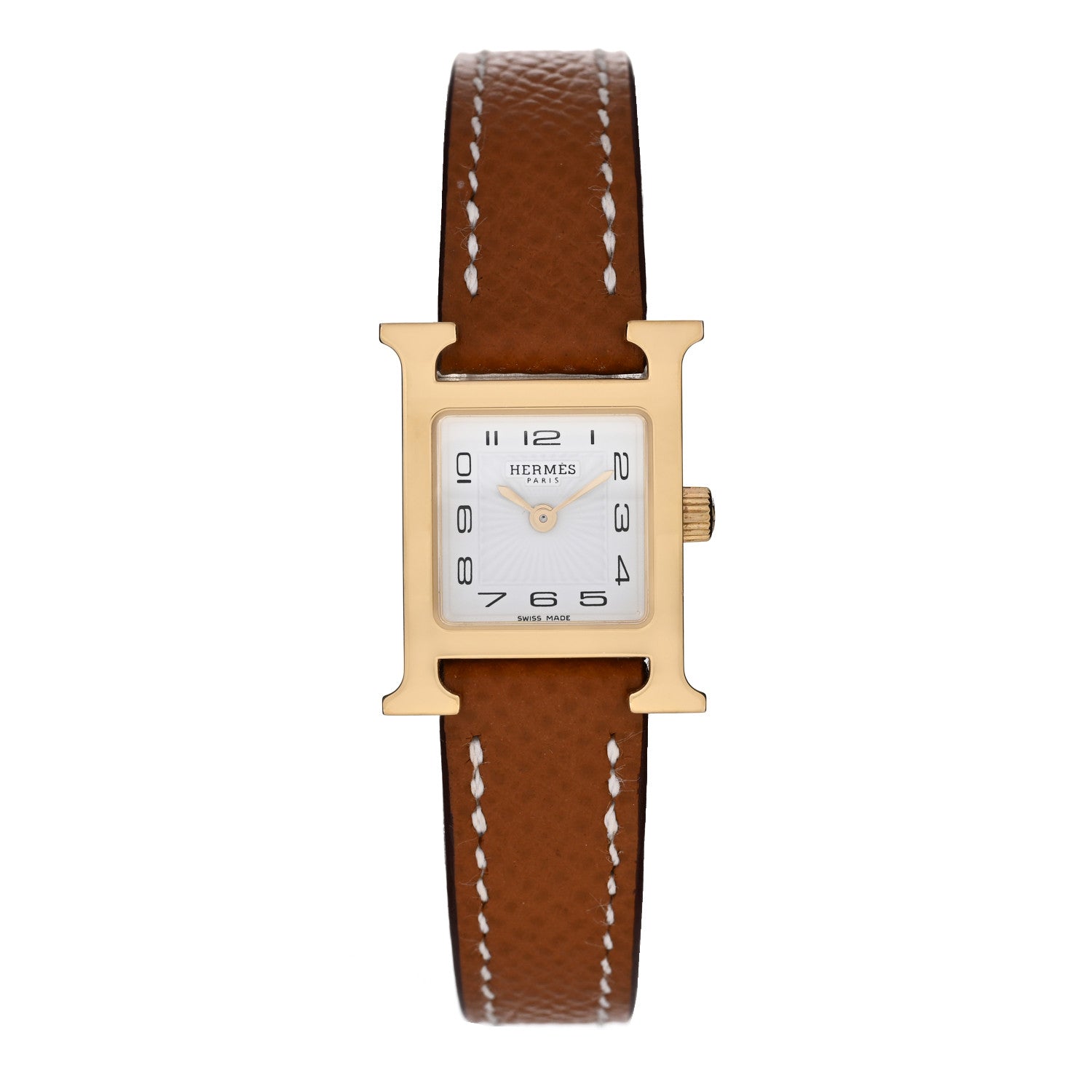 Hermes Stainless Steel Epsom 17.2mm Heure H Hour Quartz Watch Gold 1 of 5
