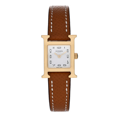 Hermes Stainless Steel Epsom 17.2mm Heure H Hour Quartz Watch Gold 1 of 5